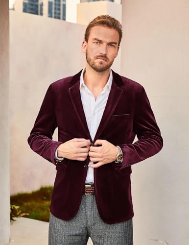 PJ PAUL JONES Mens Velvet Blazer Jacket Two Button Sport Coat Solid Suit Jackets for Dinner Prom Wedding - Image 5