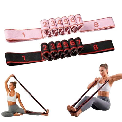 Image of 2PCS Resistance Band for Workout, 8-Loop Adjustable Stretch Bands for Dance, Ballet, Yoga, Gymnastics Workout, Stretching Resistance Bands and Home Flexibility TrainingHome Gym Set