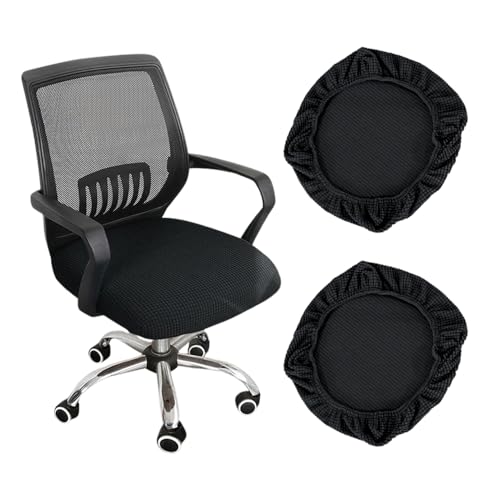 GIDWRIY 2 Piezas Funda Asiento Silla Oficina Negro,Funda Sillas Comedor, Fundas Ajustables para Sillas, Funda Silla Escritorio Lavables, Funda Cubre Asientos para Sillas,Fundas Protectoras para Sillas