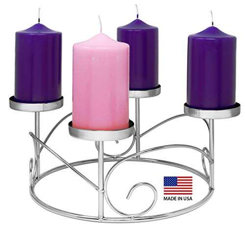 Pillar Advent Candle Set Of 4 - Advent Pillar Candles - Made In The Usa - Advent Candles For Advent Wreaths And Advent Rings Candle Holder- Premium Hand Dipped Drip-Less Candles #TOP2