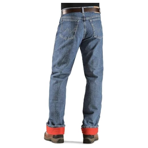 Wrangler mens Rugged Wear Woodland Thermal jeans, Stonewashed Denim, 36W x 30L US