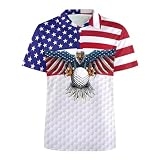 Tincall American Flag Mens Polo Shirts Moisture Wicking Short Sleeves Golf Tennis Shirt Ethnic Casual T-Shirt for Independence Day,Large