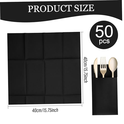 Servilletas de papel desechables de 50 unidades negras de 16x16 con bolsillo 7
