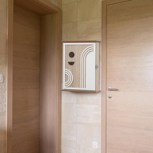 Organizador decorativo de pared Hrippy con caja de llaves de madera para entrada 7