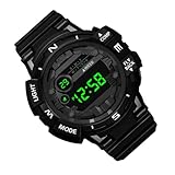 HOMSFOU Reloj Electrónico Deportivo para Estudiantes Correa Ajustable y Diseño Luminoso, Adecuado para Actividades al Aire Libre y Vacaciones en Color Negro