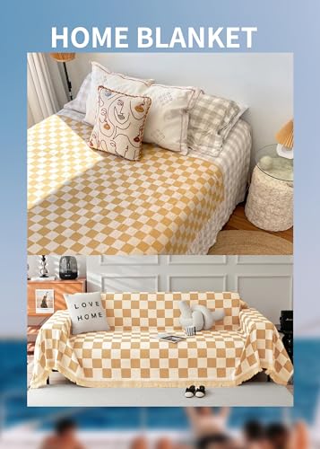 Antfuny Giant Beach Towel Blanket Autumn Outing Stuff for Women & Men Road Trip Camping Gear Ship Cruise Gear Must Haves Yard Mat Large L Yellow Plain Pattern Airplane Accessories Travel Gadgets — view 3