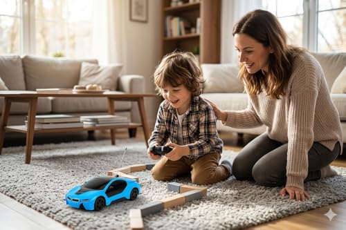 Image of FLYI Remote Control Car for Kids | High Speed RC Racing Car Remote Control, LED Lights & Durable Shockproof Body | Rechargeable Toy Car for Boys & Girls (3+ Years) (Blue)