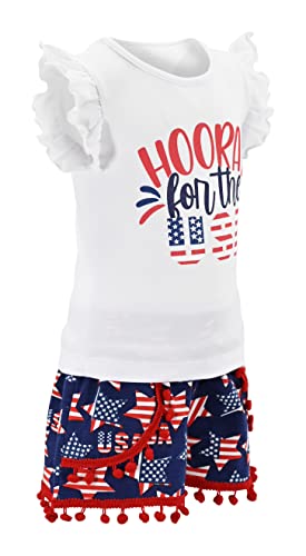 Image of Unique Baby Girls Toddler Big Kid Sleeveless Tank with Pom Pom 2pc Shorts Set Outfit