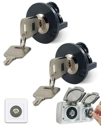 FUGLUS 2 Piezas Cerradura de Enchufe con llave, Cerradura de Enchufe con Cerradur, Potector Enchufes, Protege Contra el Contacto Accidental con Niños, Protege Contra el Robo de Electricidad