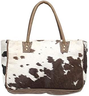 Myra Bags Bucket Genuine Leather with Animal Print Tote, Brown, Size One_Size, Tan, Khaki, Brown, One_Size
