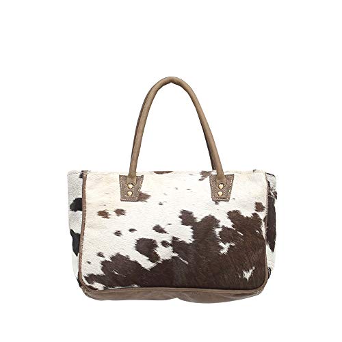 Image of Myra Bag Cow Print Purses for Women - Canvas and Hairon Bag with Leather Shoulder Strap, Western Style Women's Purses