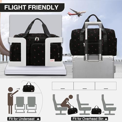 Image of Small Gym Bag for Women, Travel Duffle Bag Carry On Weekender Bag with Shoe Compartment