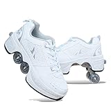 sanheng fire Deformation Parkour Shoes Four Rounds of Running Shoes Roller Skates (High Tea, 36)