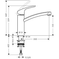 hansgrohe Focus M41 - Küchenarmatur, 1 Stahlart, Wasserhahn Küche mit Auslaufhöhe 160 mm, Mischbatterie Küche 360° schwenkbar, Chrom, 31806000 – Ansicht 6