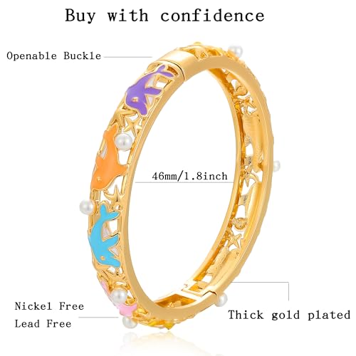 Image of Ethlyn Gifts for little girls Gold Plated Colorful Openable Kids Baby Girls Bangles Bracelets Birthday Gifts for 2years 4 years 5 years old girls