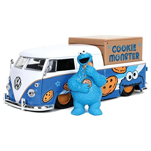 Jada 1:24 Diecast 1963 VW Bus with Cookie Monster Figure