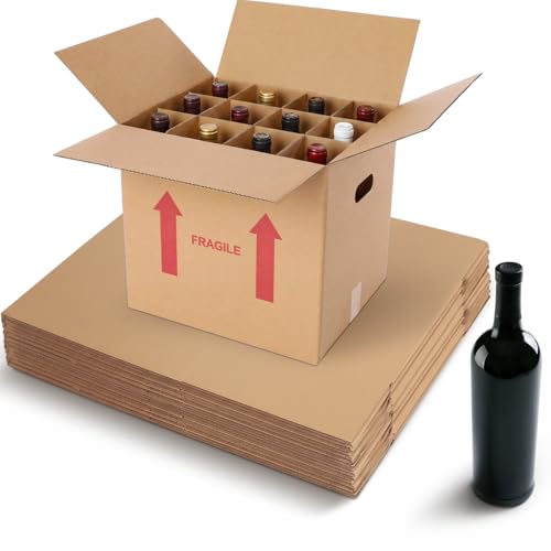 Image of Tatuo 40 Pack Wine Box for Moving, 12 Bottle, with Divider, 14 x 12 x 13 in