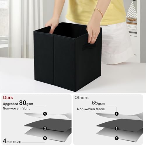 Amazing Tour 4 PCS Cube Storage Boxes 33x38x33 Foldable Fabric with Handles Collapsible for Home Office Nursery Organiser - Clothes Basket Containers, Black - Image 5