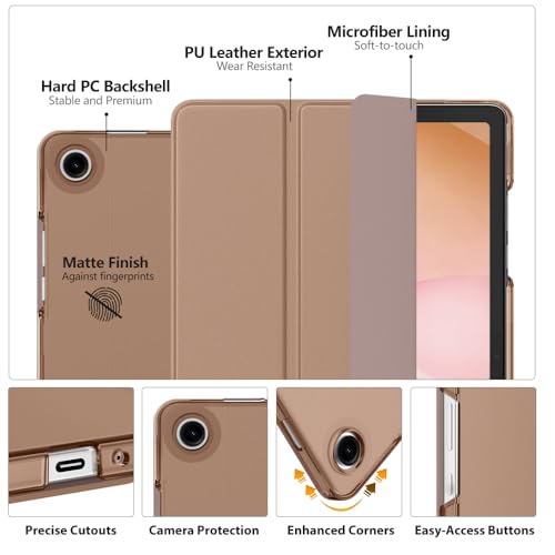 Image of MoKo for Samsung Galaxy Tab A11 Plus / A11+ Case 11 Inch 2026, Galaxy Tab A9 Plus / A9+ Case 11 Inch 2024, Slim Stand Hard PC Translucent Back Shell Smart Cover, Auto Wake /Sleep,Milky Coffee