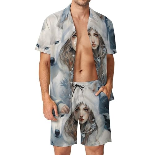 Conjunto para hombre Fox And Beauty de camisa con botones y pantalones cortos