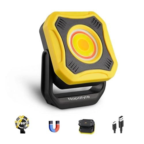 Napatyre LED Strahler Akku,1000 Lumen Super Hell Baustrahler Akku mit Magnet und 180° Drehbar, Campinglampe Tragbar, 5 Lichtmodi LED Arbeitsleuchte für Garage Werkstatt Camping Notfälle Napatyre LED Strahler Akku,1000 Lumen Super Hell Baustrahler Akku mit Magnet und 180° Drehbar, Campinglampe Tragbar, 5 Lichtmodi LED Arbeitsleuchte für Garage Werkstatt Camping Notfälle