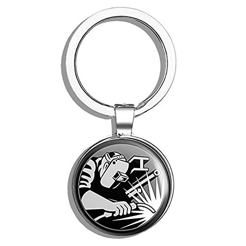Round Hardhat Weld Logo Metal Keychain