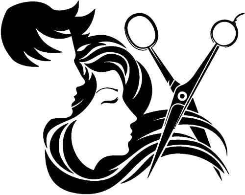 Art Design Beauty Salon Hair Salon Wall Decal Man Woman Barber Tools Stylist Hair Stickers Mural 17 X 14in (Black)