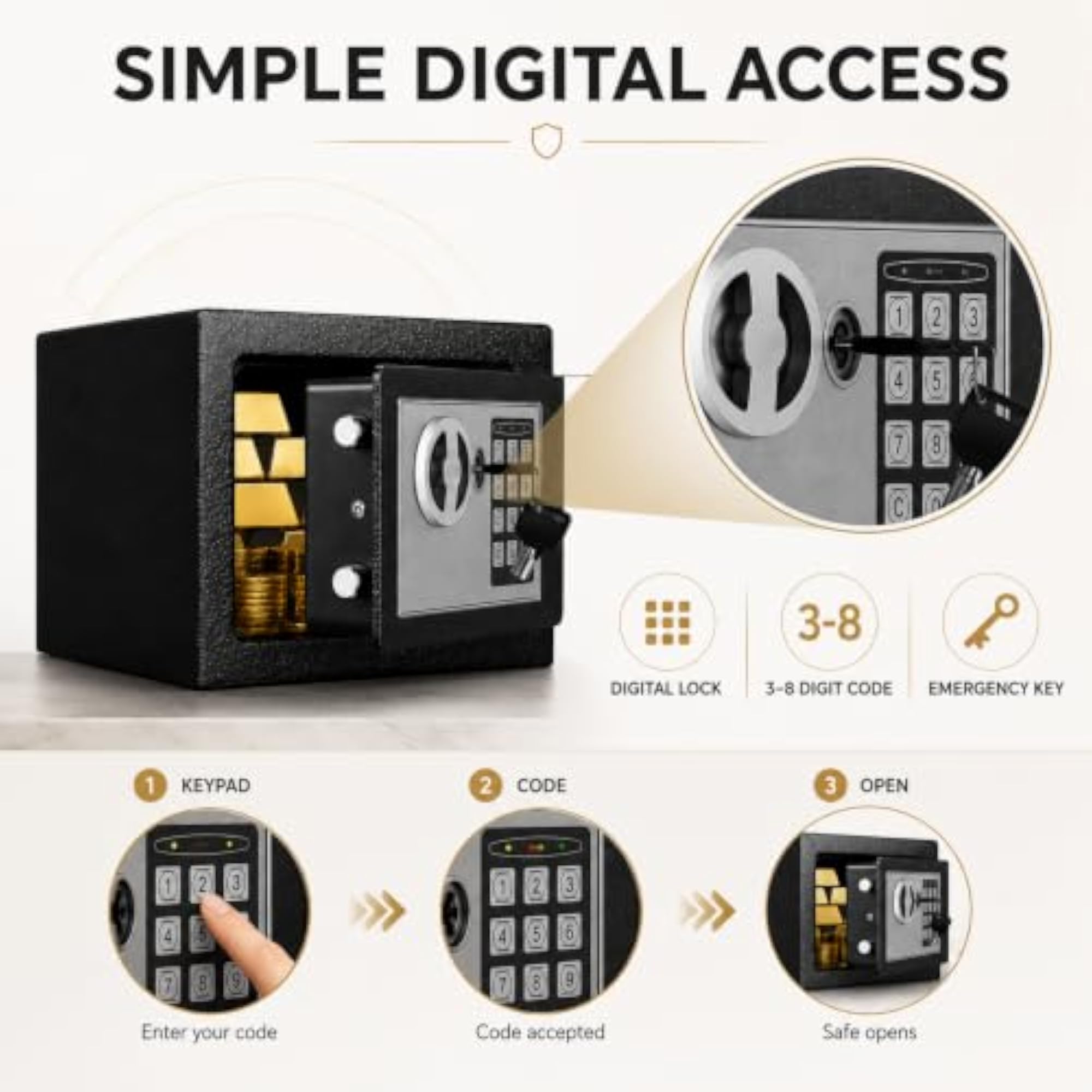 Digital Safe with Electronic Keypad, 06 Litres