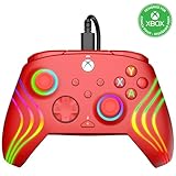 PDP Gaming Afterglow Wave Enhanced Wired Controller for Xbox Series X|S, Xbox One, Windows 10/11 PC, Advanced Programmable Gamepad, Customizable Lighting, Licensed by Microsoft, Companion App: Red