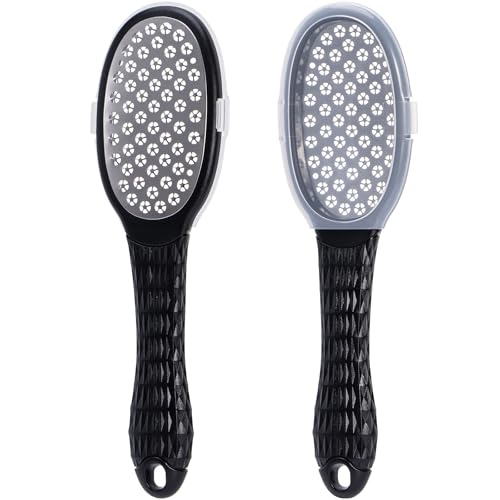 Beomeen Lima de pies para eliminar callos de pies, raspador de pies de acero inoxidable para piel muerta dura, uso húmedo y seco, pies más suaves, escofina de pedicura con recogedor de escombros