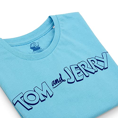 Image of Kidsville Official Tom & Jerry Printed Boy's Regular Fit Blue Half Sleeves Tshirt