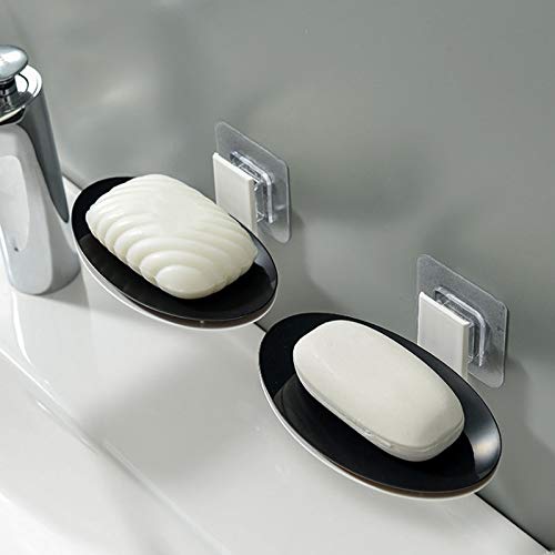 JINGYAN Jaboneras Caja de jabón, Material ABS, Almacenamiento, tamaño 14 * 1 6 cm, estéreo montado en la Pared, Espacio Ahorro, (Negro/Blanco)(Schwarz)