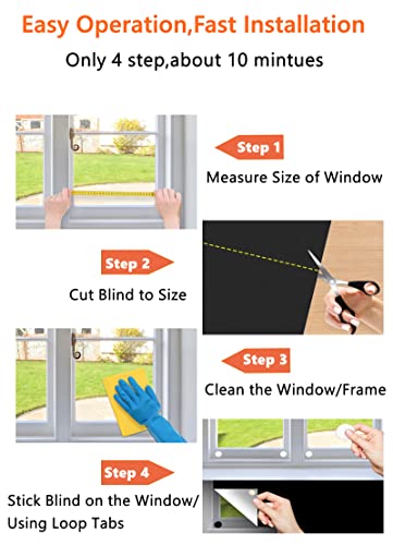 Temporary Blackout Blind With Suction Cups,Blackout Shades For Window Up To 300X145Cm (118"X57"),Stick On Window/No Drilling,Portable Blackout Blind For Bedroom In Home & Kitchen #TOP4