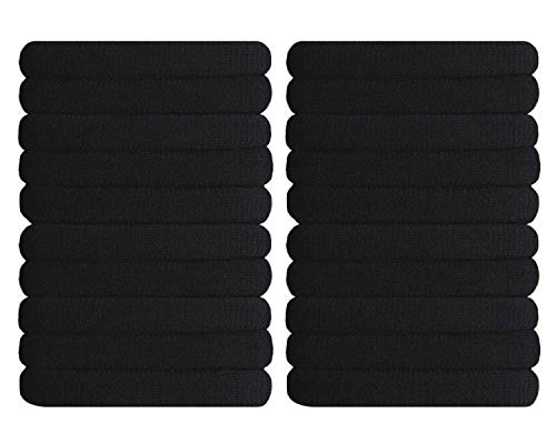 Onwon 20 Pieces Black Hair Ties Large Seamless Cotton Stretch Hair Bands Rope Thick Elastic Ponytail Holders Headband for Thick Heavy and Curly Hair, No Damage No Slip