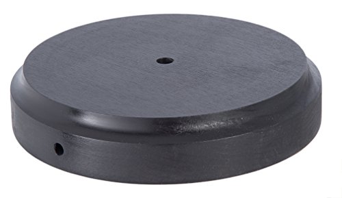 Image of B&P Lamp Modern Style Round Wooden Lamp Base with Tapered Edge, 7 1 /2 Inch by 8 1 /4 Inch Bottom by 1 1 /2 Inch Height, Waxed Black Finish