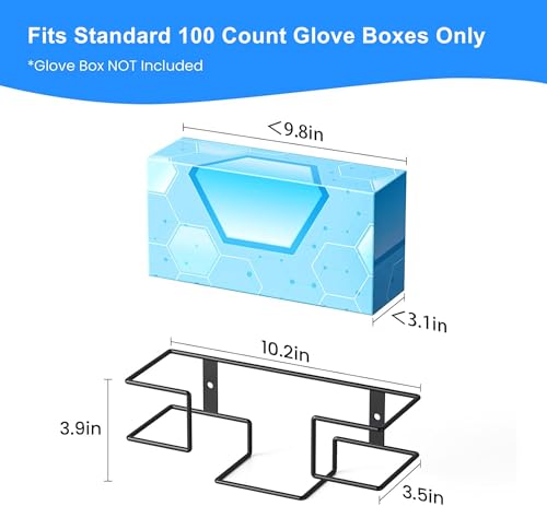 Image of THYGIFTREE Glove Box Holder Wall Mount, Metal Dispenser Rack for Standard 100 Count Disposable Nitrile, Latex & Vinyl Glove Boxes, for Kitchen, Bathroom, Garage, Black