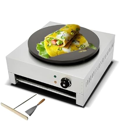 KJHYYPP Elektrischer Pfannkuchenbereiter – Französischer Crêpes-Maker, große 40 cm große, antihaftbeschichtete Kochplatte, einstellbare Temperaturregelung