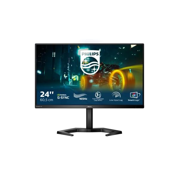 Philips Gaming 24M1N3200ZA - 24 Pulgadas FHD Monitor, 165Hz, IPS, 1ms, Gsync Compatible, Altura Ajustable, Altavoces, bajo retraso de Entrada (1920 x 1080 @ 165Hz, 250 CD/m², HDMI 2.0 / DP 1.2)