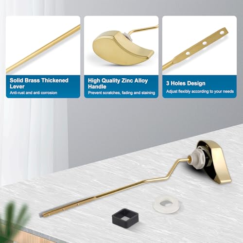 Image of iFealClear Metal Toilet Handle Replacement Compatible with TOTO THU068-CP Trip Lvr for St743S, St406 Soild Brass Toilet Tank Flush Lever, Side Mount Toilet Trip Levers, Brushed Gold