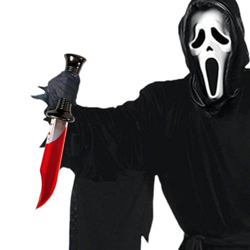 LETSHOLD Coltello Finto Halloween 35 cm, Pugnale Finto, Coltello di Plastica Riutilizzabile per Halloween Carnevale Costume Accessorio (A)