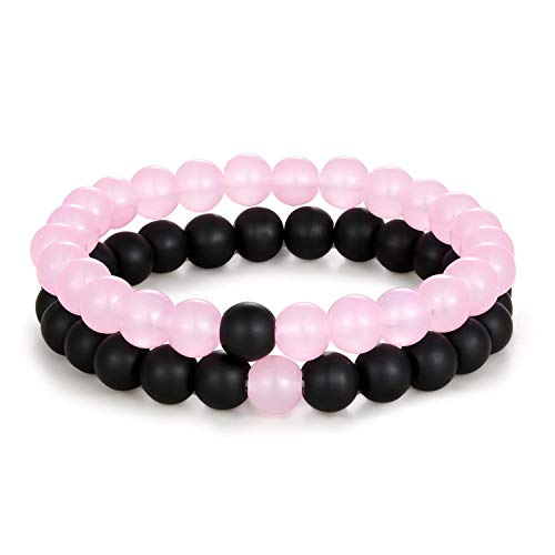 Pulsera Brazalete, Joyeria Regalo, Distance Bracelet White & Black Yin Yang Beads...