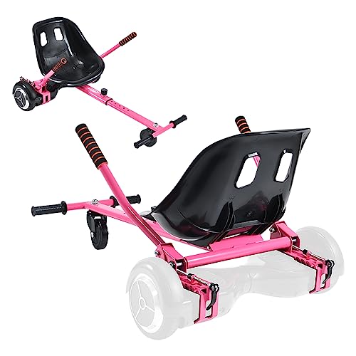 Hishine Hoverboard Seat Attachment for 6.5”-10” Hover Board, Upgrade Design No Need for Velcro Straps, Go Kart Conversion Kit Accessory for Self Balancing Scooter Transform into Go Cart (Pink)