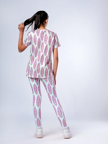Image of Girls Active Sports Wear Set - Stylish Printed T-Shirt and Leggings Set for Girls - Comfortable and Breathable Workout Clothing for Sports, Gym, Yoga,- Perfect for Casual Wear (4-14 Sizes)