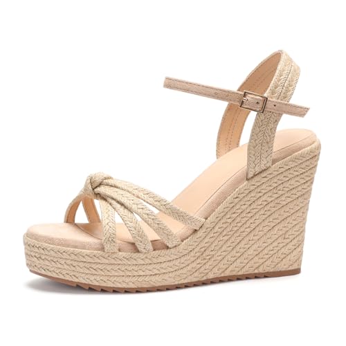 Image of VICKI.VICKI Wedges for Women Platform Sandals Wedge Heels for Sandals Comfortable Summer Espadrille Shoes Ankle Strap&Open Toe