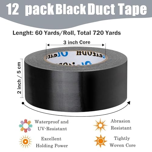 Image of Oleitodh Silver Heavy Duty Duct Tape Bulk 24 Pack -2 inch 60 Yards Each,Strong No Residue, All-Weather, Tear by Hand, Waterproof Gray Tape for Indoor Outdoor Use,Multi Purpose Home Repair