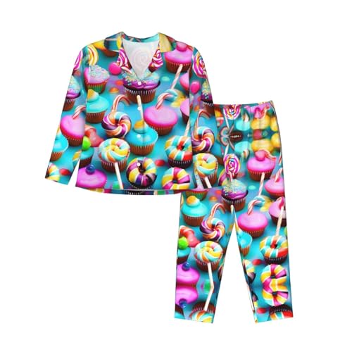 Pyjama femme imprimé cupcake EdWal ensemble de nuit coloré pour des instants de douceur