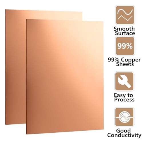 Zoforty ZFUS-COPPER-2PCS-8IN-221102 2Pcs Pure Copper Sheet 8 X 12 Inch 24 Gauge/0.5Mm Metal Copper Plate Film Attached Copper Plates thumb #3