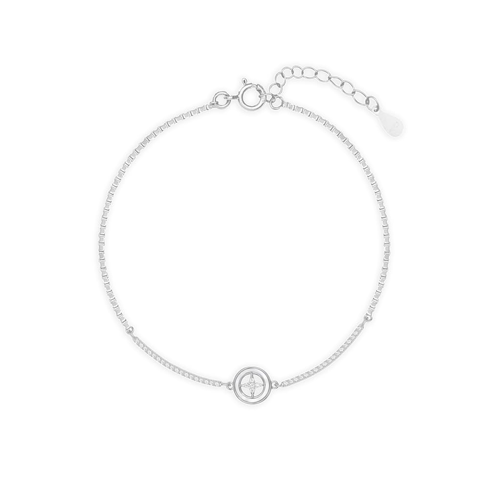 Pure 925 Silver Aurora Star Anklet for Women | Celestial Charm with Cubic Zirconia | Adjustable Chain | Refined Polished Finish | Modern Minimal Silver Anklet Design-image-29