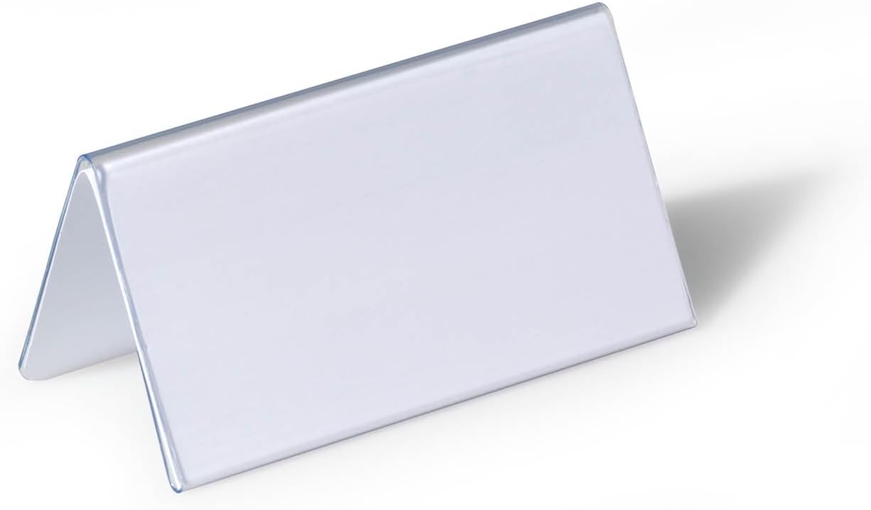 Durable Table Place Name Holder 52 x 100 mm Transparent | Pack of 25 | Perfect for Meetings, Conferences, Events, etc.