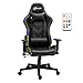 Vinsetto Silla Gaming Ergonómica Silla de Escritorio Giratoria Reclinable Ajustable en Altura con Reposabrazos 2D Luz LED Interfaz USB Reposacabezas y Cojín Lumbar PU 68x68x126-136 cm Negro